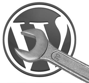 Wrench with WordPress logo