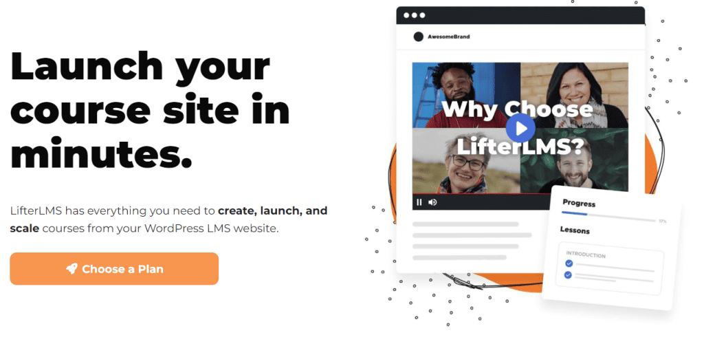 LifterLMS is a plugin that lets you transform your WordPress site into a professional online course platform.