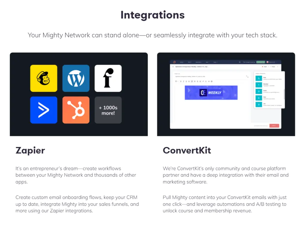 Wide range of integrations